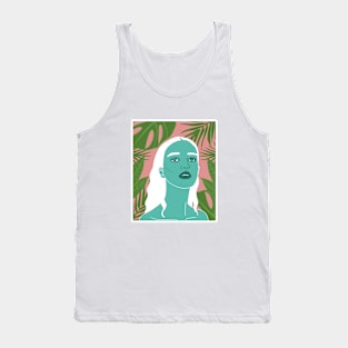 Tropical Woman Palm Leaves Tank Top